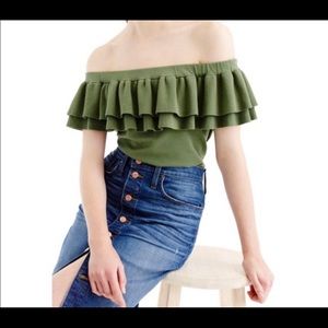 NWT J. Crew Off-the shoulder Sweater. Color is Dried Thyme. Size Large